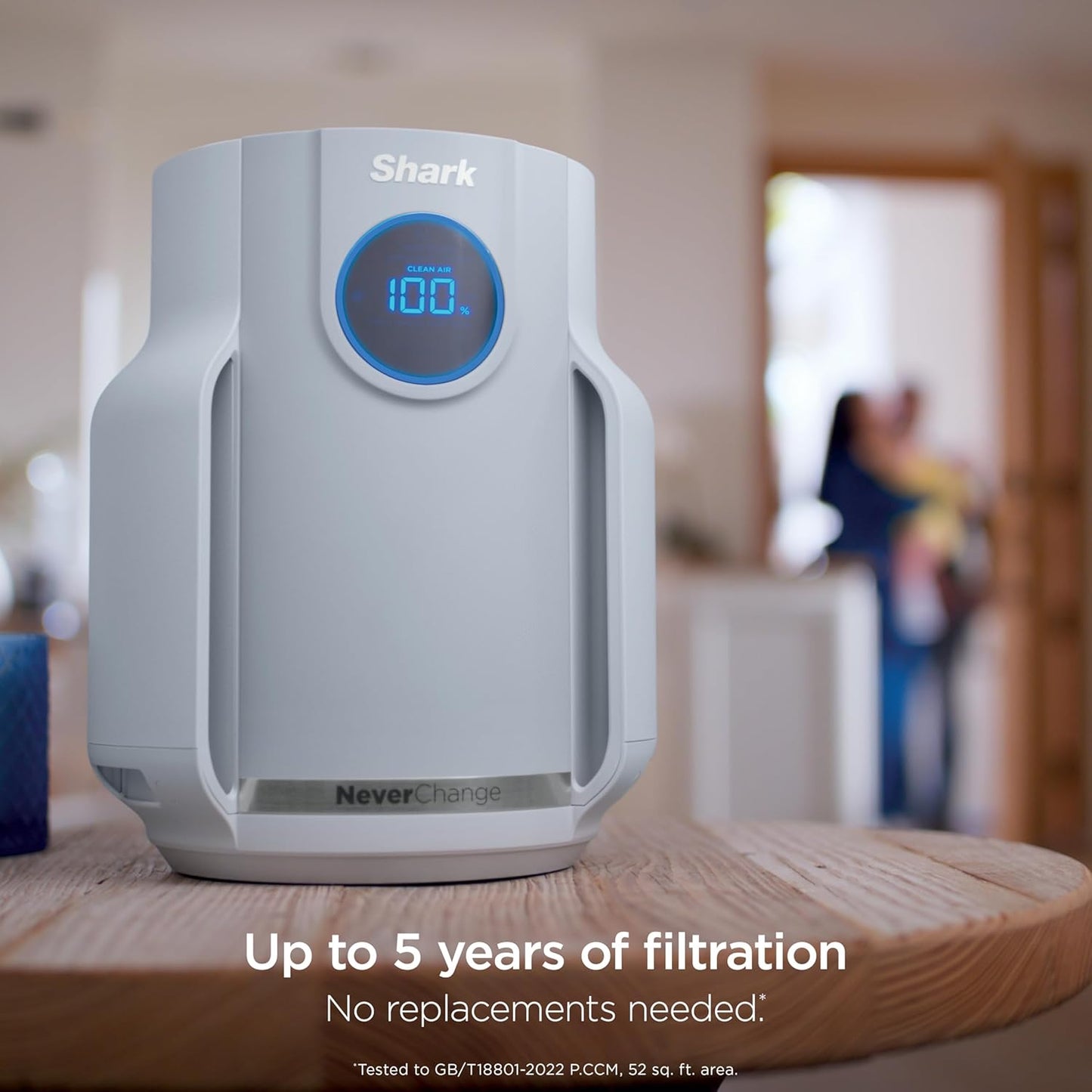 Home purifier with NeverChange HEPA air filter for multi-room powerful purification, filters smoke and captures 99.98% of particles and dust