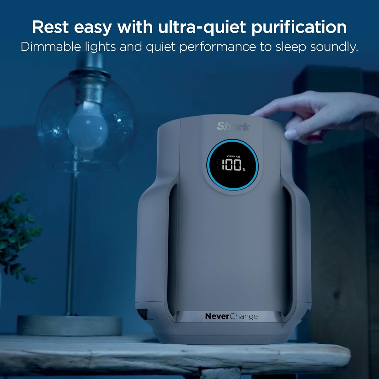 Home purifier with NeverChange HEPA air filter for multi-room powerful purification, filters smoke and captures 99.98% of particles and dust