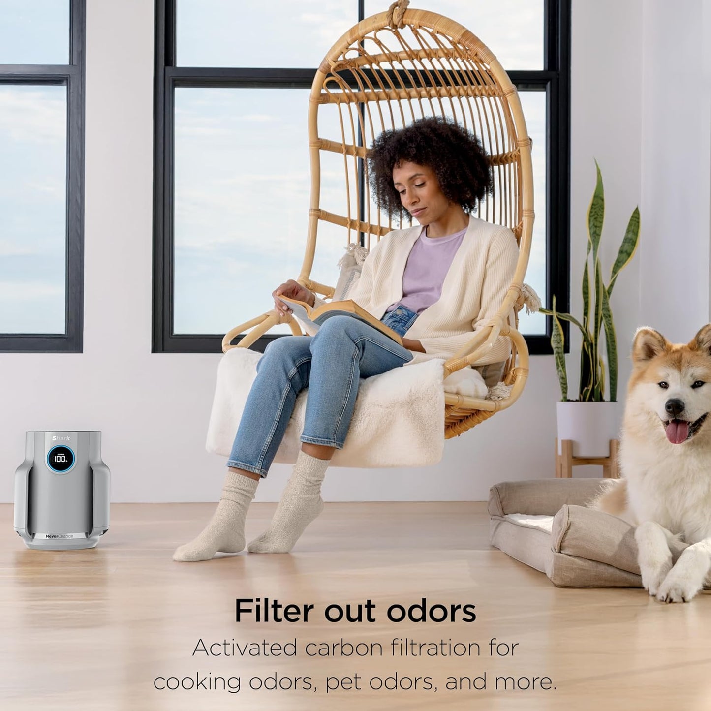 Home purifier with NeverChange HEPA air filter for multi-room powerful purification, filters smoke and captures 99.98% of particles and dust