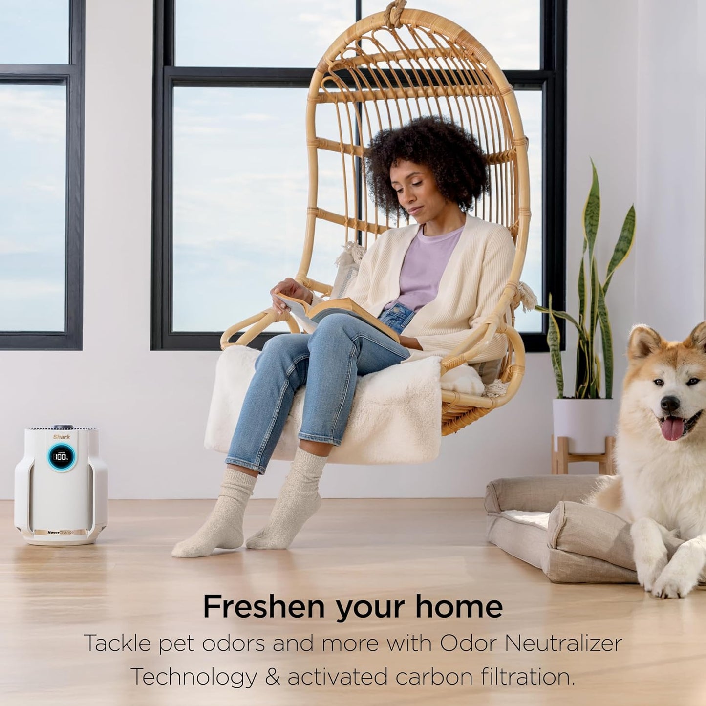 Home purifier with NeverChange HEPA air filter for multi-room powerful purification, filters smoke and captures 99.98% of particles and dust