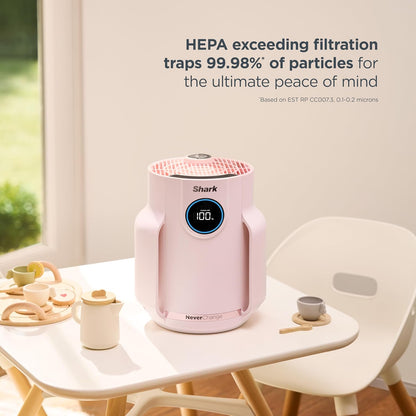 Home purifier with NeverChange HEPA air filter for multi-room powerful purification, filters smoke and captures 99.98% of particles and dust
