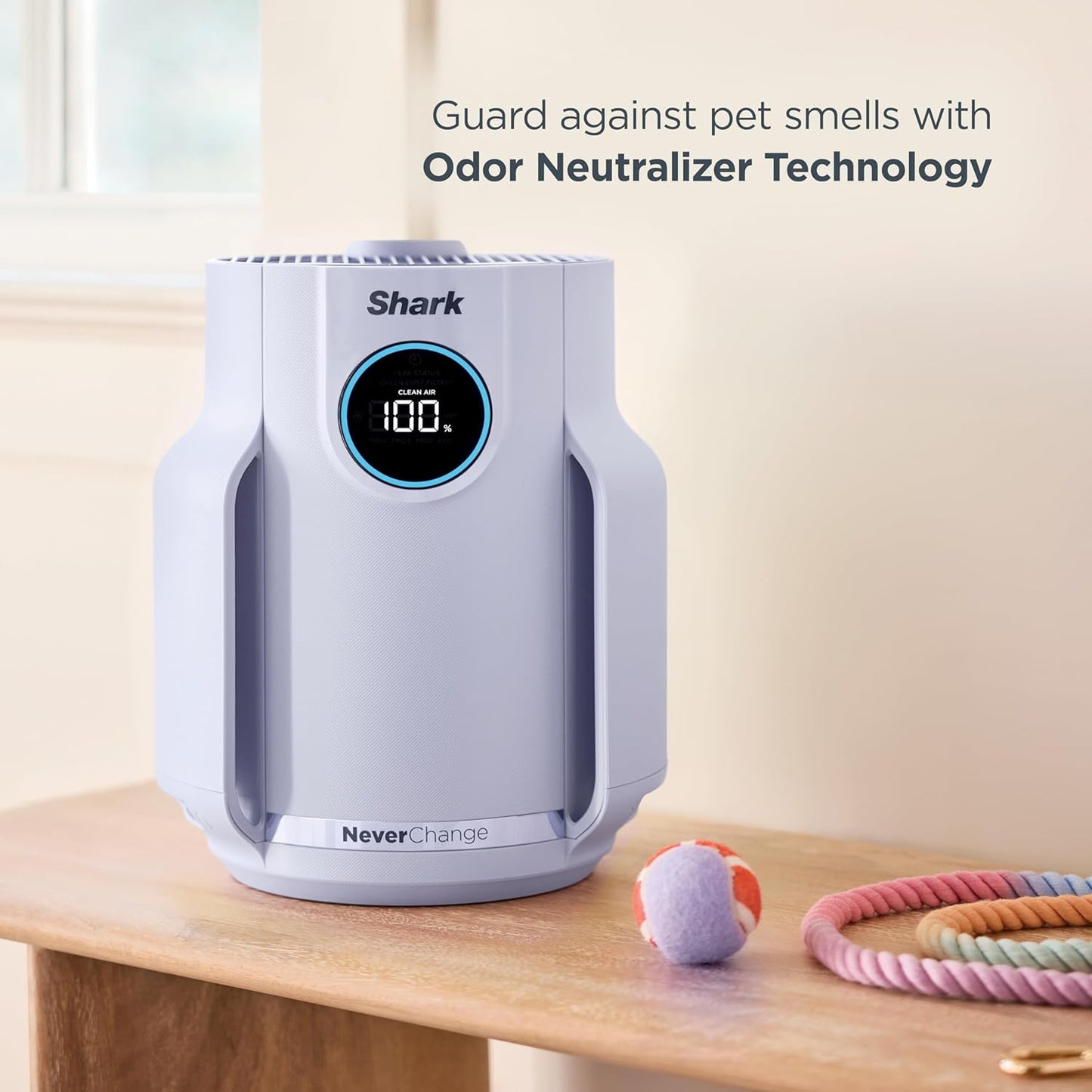 Home purifier with NeverChange HEPA air filter for multi-room powerful purification, filters smoke and captures 99.98% of particles and dust