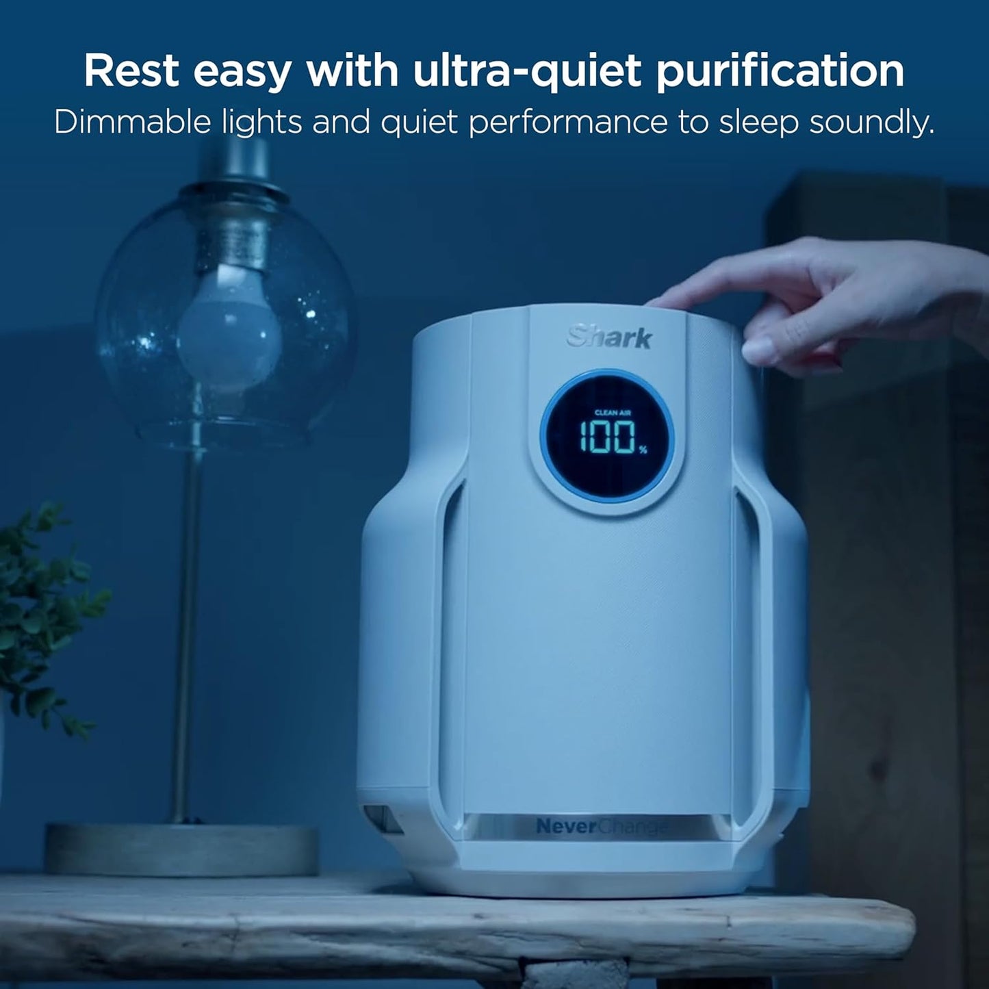 Home purifier with NeverChange HEPA air filter for multi-room powerful purification, filters smoke and captures 99.98% of particles and dust