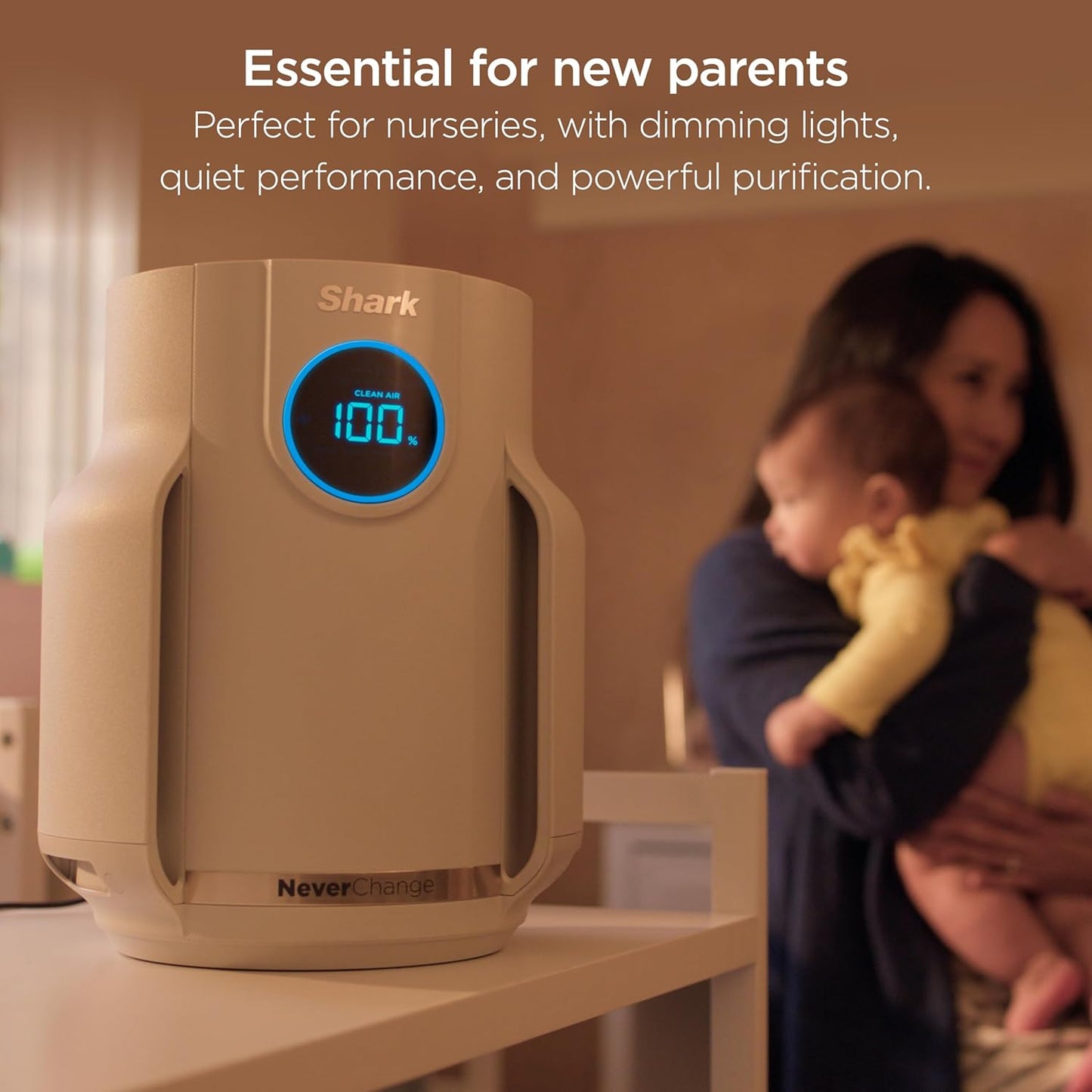 Home purifier with NeverChange HEPA air filter for multi-room powerful purification, filters smoke and captures 99.98% of particles and dust
