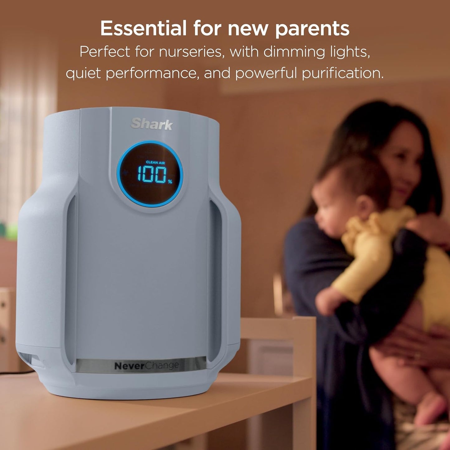 Home purifier with NeverChange HEPA air filter for multi-room powerful purification, filters smoke and captures 99.98% of particles and dust