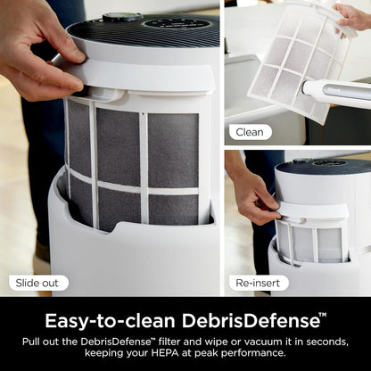 Home purifier with NeverChange HEPA air filter for multi-room powerful purification, filters smoke and captures 99.98% of particles and dust