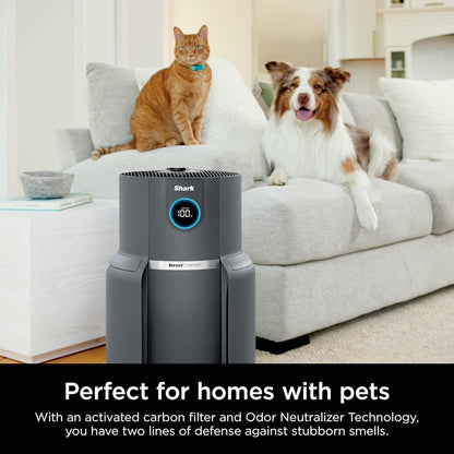 Home purifier with NeverChange HEPA air filter for multi-room powerful purification, filters smoke and captures 99.98% of particles and dust