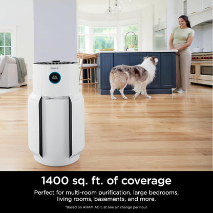Home purifier with NeverChange HEPA air filter for multi-room powerful purification, filters smoke and captures 99.98% of particles and dust