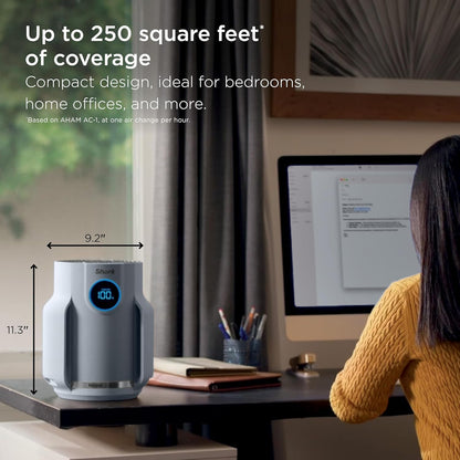 Home purifier with NeverChange HEPA air filter for multi-room powerful purification, filters smoke and captures 99.98% of particles and dust